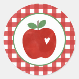 Apfel unserer ersten Geburtstagspapier-Teller Runder Aufkleber