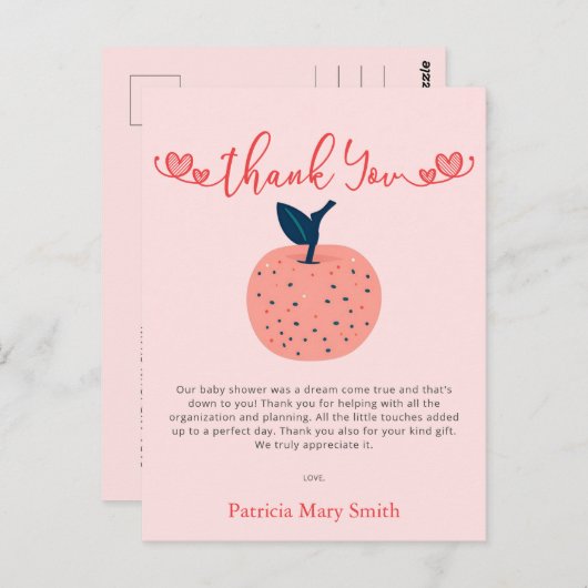 Apfel unserer Eye Fall Baby Dusche Vielen Dank Postkarte (Vorne/Hinten)