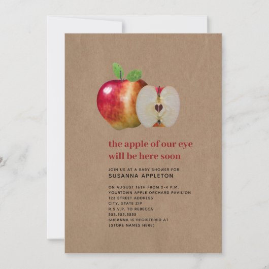 Apfel unserer Herbstdusche Kariert Einladung (Vorderseite)