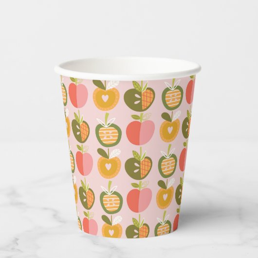 Apfel unserer Niedlichen Herbstmuster Babydusche Pappbecher (Vorderseite)