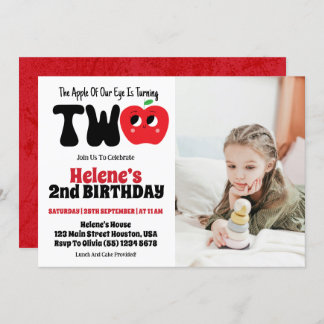 Apfel unseres Augen Mädchen 2. Geburtstag Party Fo Einladung