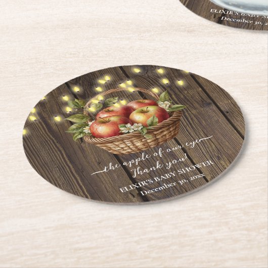 Apfel unseres Augenfalles Blütendusche Runder Pappuntersetzer (Angewinkelt)