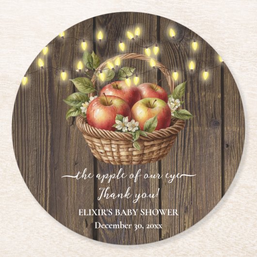 Apfel unseres Augenfalles Blütendusche Runder Pappuntersetzer (Vorderseite)