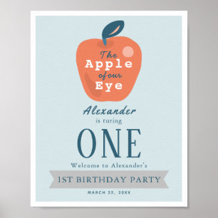 Apfel unseres Augenjungen Blue 1. Geburtstag Willk Poster