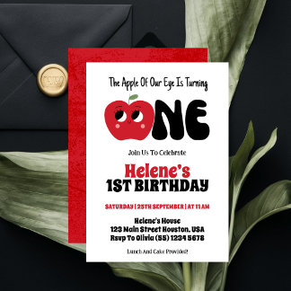 Apfel unseres Augenmädchens 1. Geburtstag Party Einladung