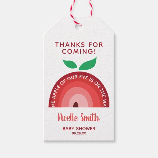 Apfel unseres Auges, Apfelsinenbogen, Babydusche Geschenkanhänger (Vorderseite)