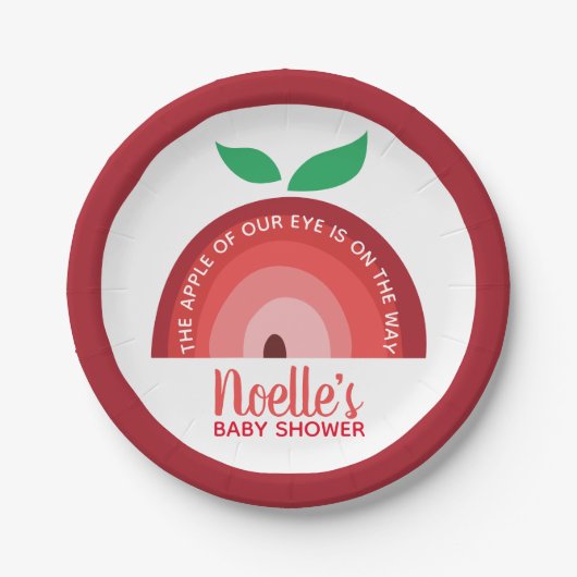 Apfel unseres Auges, Apfelsinenbogen Babydusche Pappteller (Vorderseite)