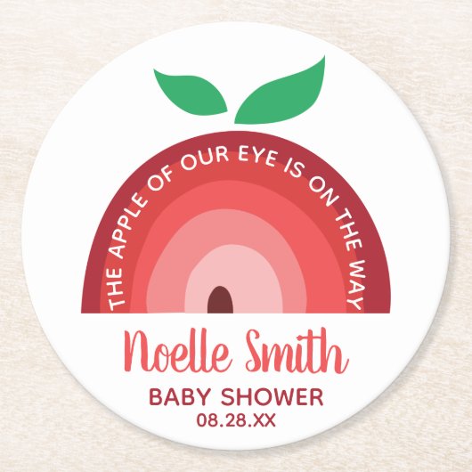 Apfel unseres Auges, Apfelsinenbogen, Babydusche Runder Pappuntersetzer (Vorderseite)