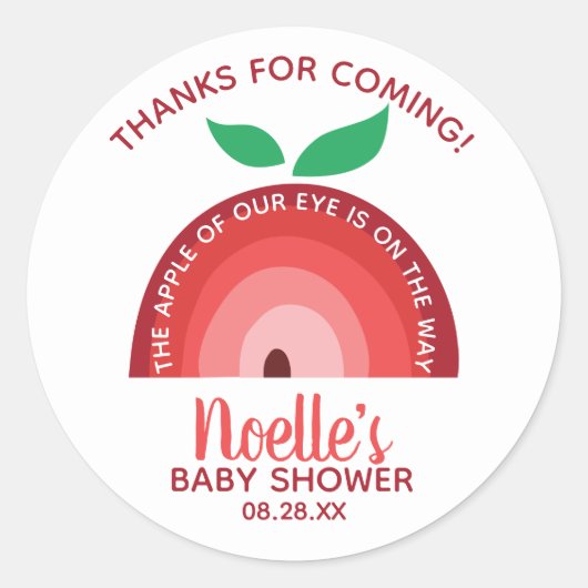 Apfel unseres Auges, Apple Rainbow Baby Dusche Dan Runder Aufkleber (Vorderseite)