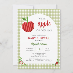 Apfel Unseres Auges Baby Shower Gingham Süß Einladung