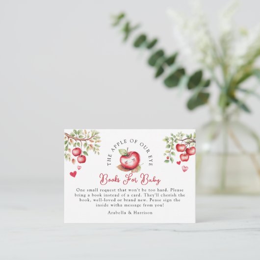 Apfel unseres Auges | Bücher für Babydusche Begleitkarte (Stehend Vorderseite)