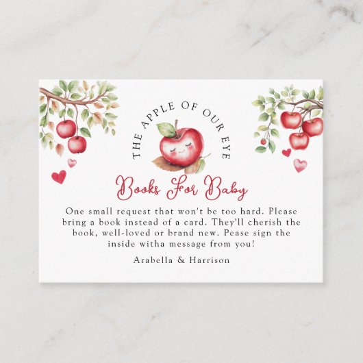 Apfel unseres Auges | Bücher für Babydusche Begleitkarte (Vorderseite)