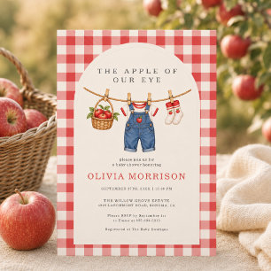 Apfel Unseres Auges Jungen Gingham Baby-Party Einladung