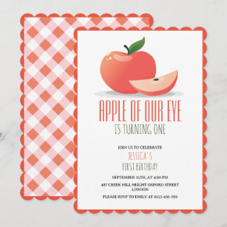 Apfel unseres Auges Niedlich erster Geburtstag Einladung