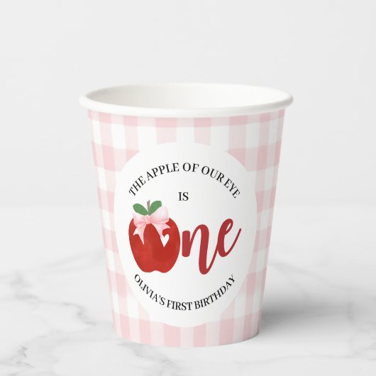 Apfel unseres Auges Pink-Bogen-Geburtstag Pappbecher (Vorderseite)