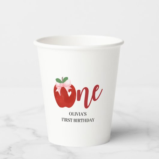 Apfel unseres Auges Pink-Bogen-Geburtstag Pappbecher (Vorderseite)