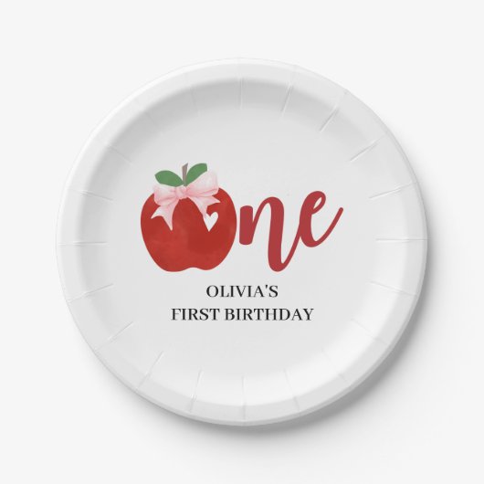 Apfel unseres Auges Pink-Bogen-Geburtstag Pappteller (Vorderseite)