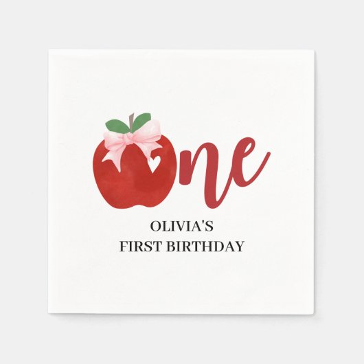 Apfel unseres Auges Pink-Bogen-Geburtstag Serviette (Vorderseite)