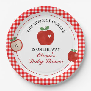 Apfel unseres Auges rote Gingham-Baby-Party Pappteller