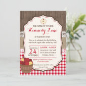 Apfel unseres Auges Rustikaler Fall Geburt Einladu Einladung (Stehend Vorderseite)