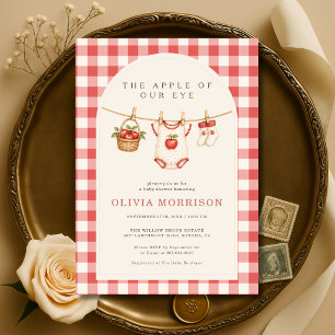 Apfel Unseres Auges Wäscheleine Gingham Baby Showe Einladung