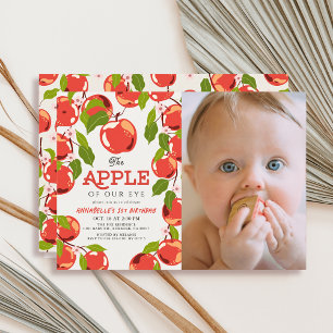 Apfel unseres Augfloral Foto 1. Geburtstag Einladung