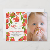 Apfel unseres AugfloralGirls am 1. Geburtstag Einladung (Vorderseite)