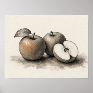Apfel-Wandkunst für Küchen-Stillleben-Poster Poster