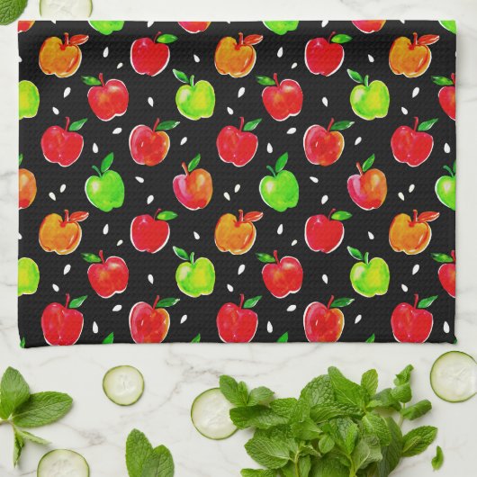 Äpfel Wasserfarbmuster Geschirrtuch (Gefaltet)