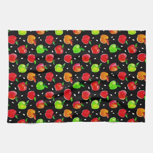 Äpfel Wasserfarbmuster Geschirrtuch (Horizontal)