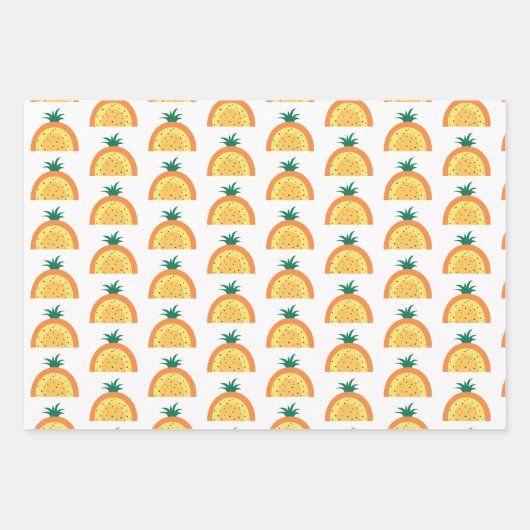 Apfel, Wassermelone, Ananas Obstwiesen Geschenkpapier Set (Vorderseite 2)