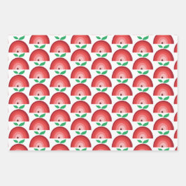 Apfel, Wassermelone, Ananas Obstwiesen Geschenkpapier Set