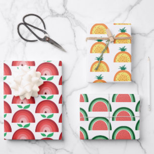 Apfel, Wassermelone, Ananas Obstwiesen Geschenkpapier Set