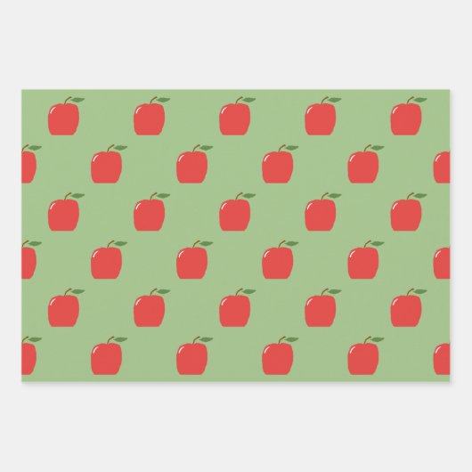 Äpfel Wrapping Paper (Sage Green & Red) Geschenkpapier Set (Vorderseite 3)