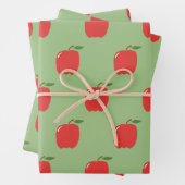 Äpfel Wrapping Paper (Sage Green & Red) Geschenkpapier Set (Beispiel)