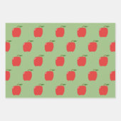 Äpfel Wrapping Paper (Sage Green & Red) Geschenkpapier Set (Vorderseite)