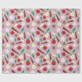 Äpfel, Zimt, Blume, Star Anise Seamless Geschenkpapier (Flach)