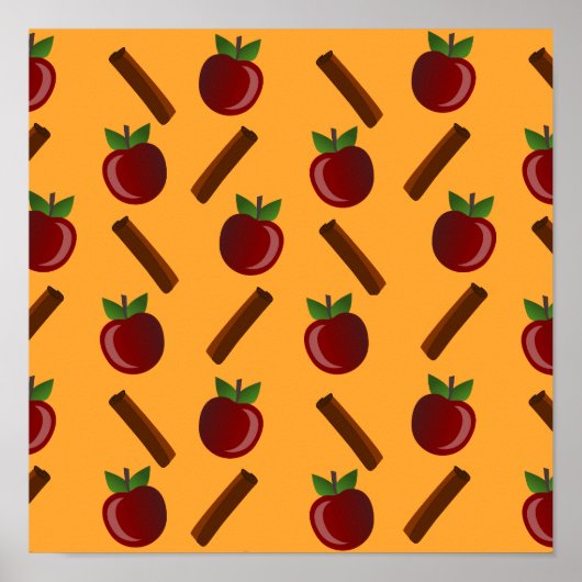 Apfel-Zimt-Muster Poster (Vorne)