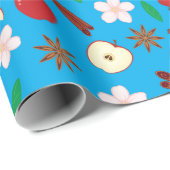 Äpfel, Zimt, sternförmige Anise fallen lebendig Na Geschenkpapier (Rolleneckpunkt)