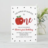 Apfel zum ersten Geburtstag Einladung (Stehend Vorderseite)