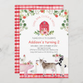 Äpfel zum Geburtstag Einladung von Roten Stalltier (Vorne/Hinten)