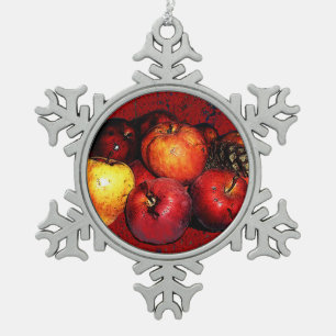 Äpfelbänder Schneeflocke 1 Schneeflocken Zinn-Ornament