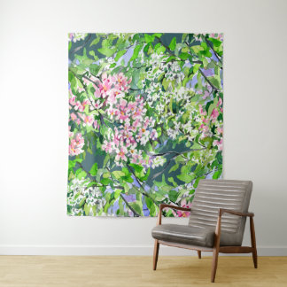 Apfelbaum Blüten Aquarell-Tapete – Botanica Wandteppich