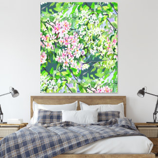 Apfelbaum Blüten Aquarellmalerei – Botanica Leinwanddruck