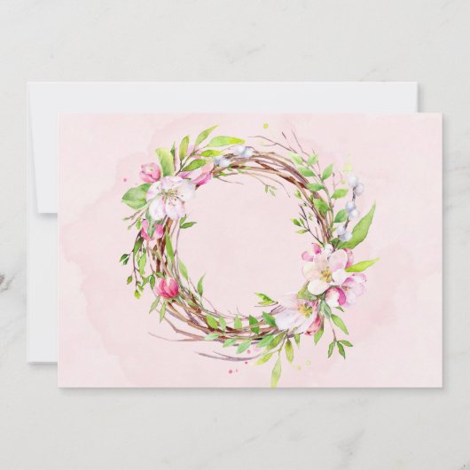 Apfelbaum Blüten Wasserfarben Probe Abendessen Einladung (Rückseite)