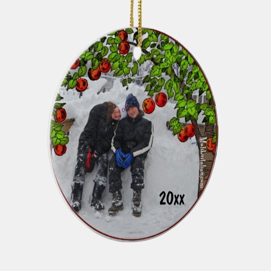 Apfelbaum-Foto Frame Keepake-Ornament Keramik Ornament (Rechts)