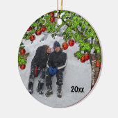 Apfelbaum-Foto Frame Keepake-Ornament Keramik Ornament (Links)