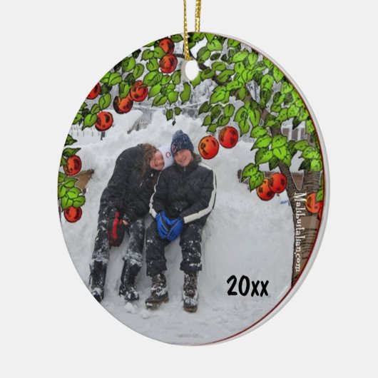 Apfelbaum-Foto Frame Keepake-Ornament Keramik Ornament (Links)