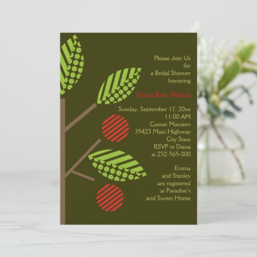 Apfelbaum Hochzeit im Herbst Braudusche Einladung (Stehend Vorderseite)