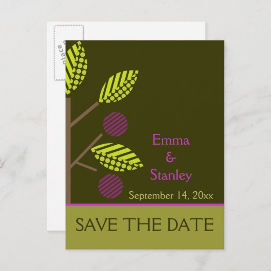 Apfelbaum lila Hochzeit im Herbst Save the Date Ankündigungspostkarte (Vorne/Hinten)